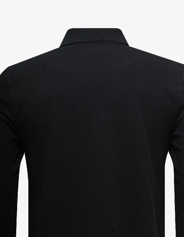 Saint Laurent Black Long Sleeve Logo Polo