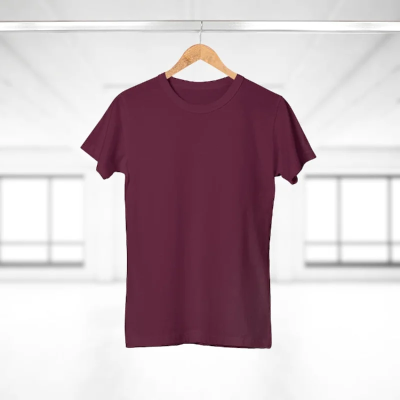 StitchGreen Women's Round Neck 100% Cotton 180 GSM Maroon T-Shirt