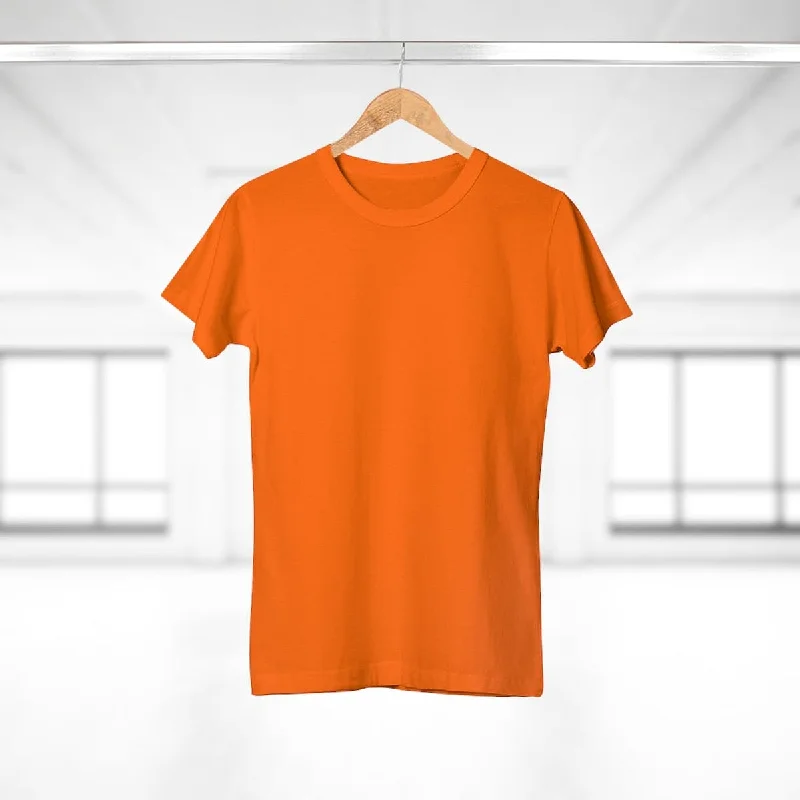 StitchGreen Women's Round Neck 100% Cotton 180 GSM Orange T-Shirt