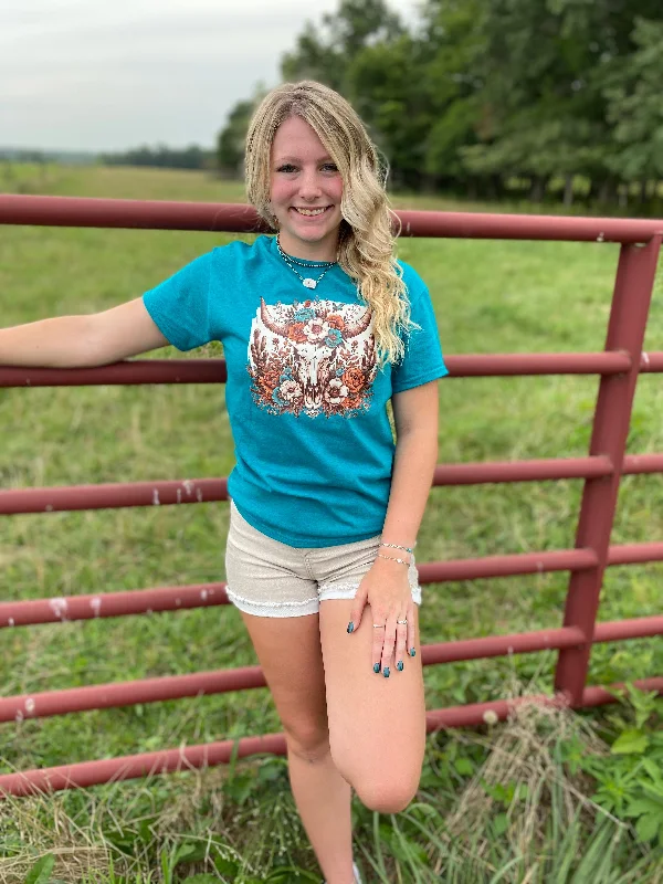 Teal Longhorn Tee