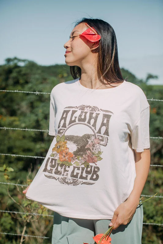 TEE VINTAGE ALOHA LOVE CLUB - OVERSIZED FIT - COCONUT