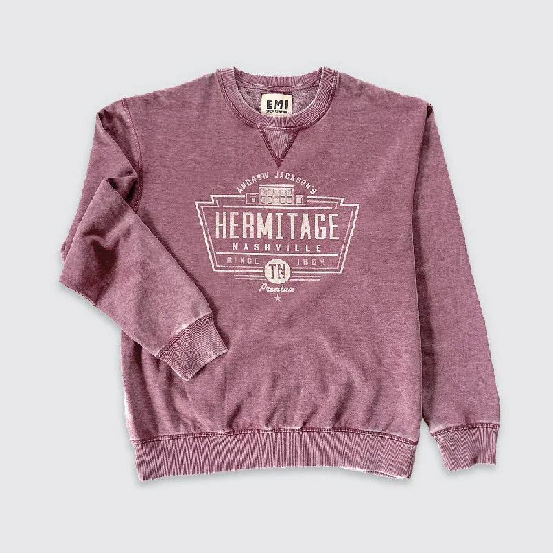 Hermitage Crew Neck Fleece Sweatshirt Burgundy