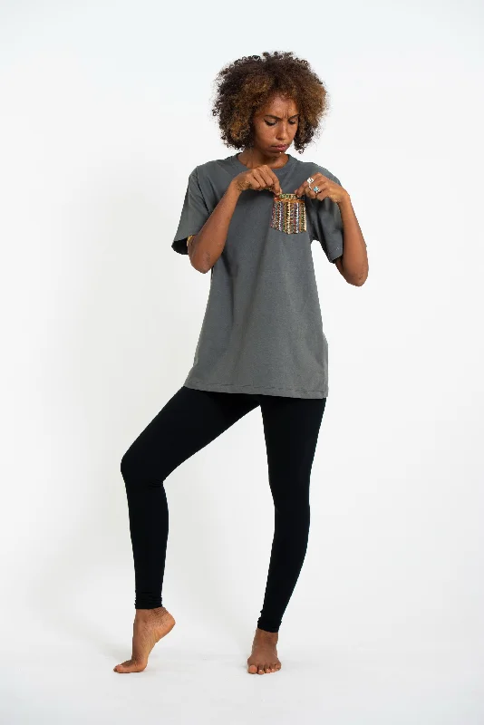 Unisex Super Soft Cotton T-shirt with Aztec Pocket in Gray