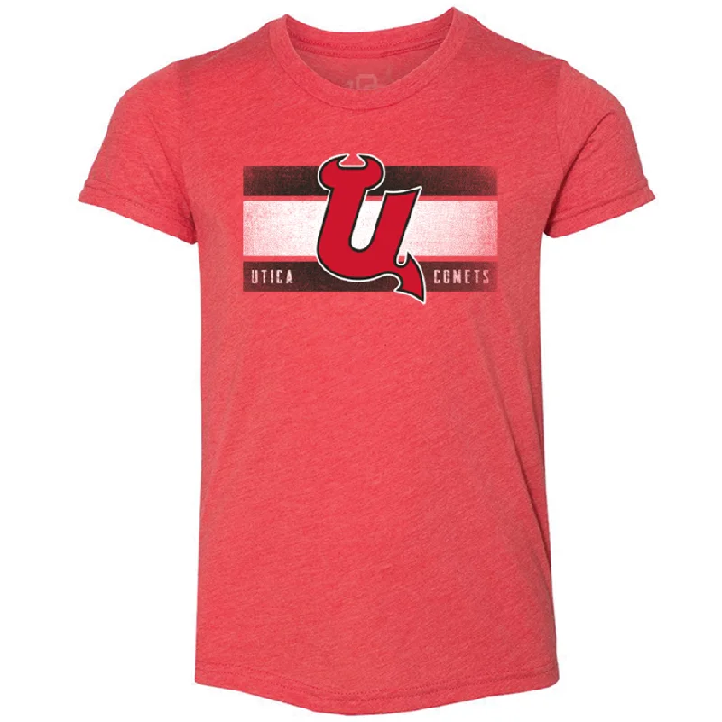 Utica Comets Youth Red U Wristband Tee