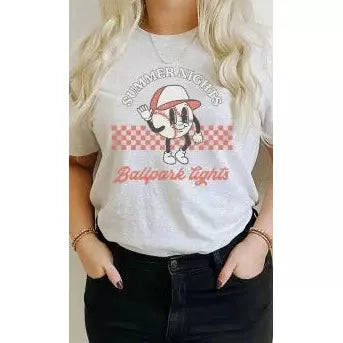 Vintage Summer Nights Ballpark Lights Graphic Tee