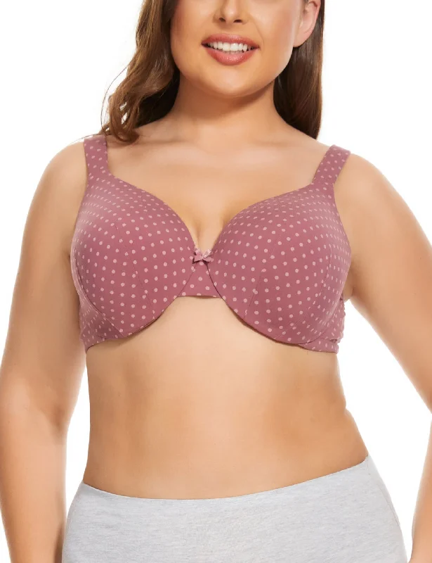 Women’s Plus Size Underwire Bra Cushioned Straps Full Coverage Beauty Back T-Shirt Bra for Everyday Wear (42B-54DDD)