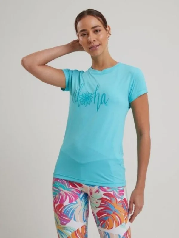 Women's Dri-Fit T-Shirt ALOHA Graphic - OCEAN BLUE