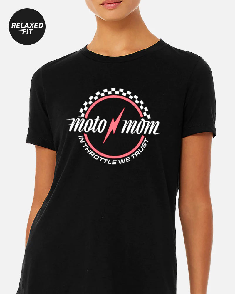 WOMEN'S MOTO MOM TEE - BLACK (W)