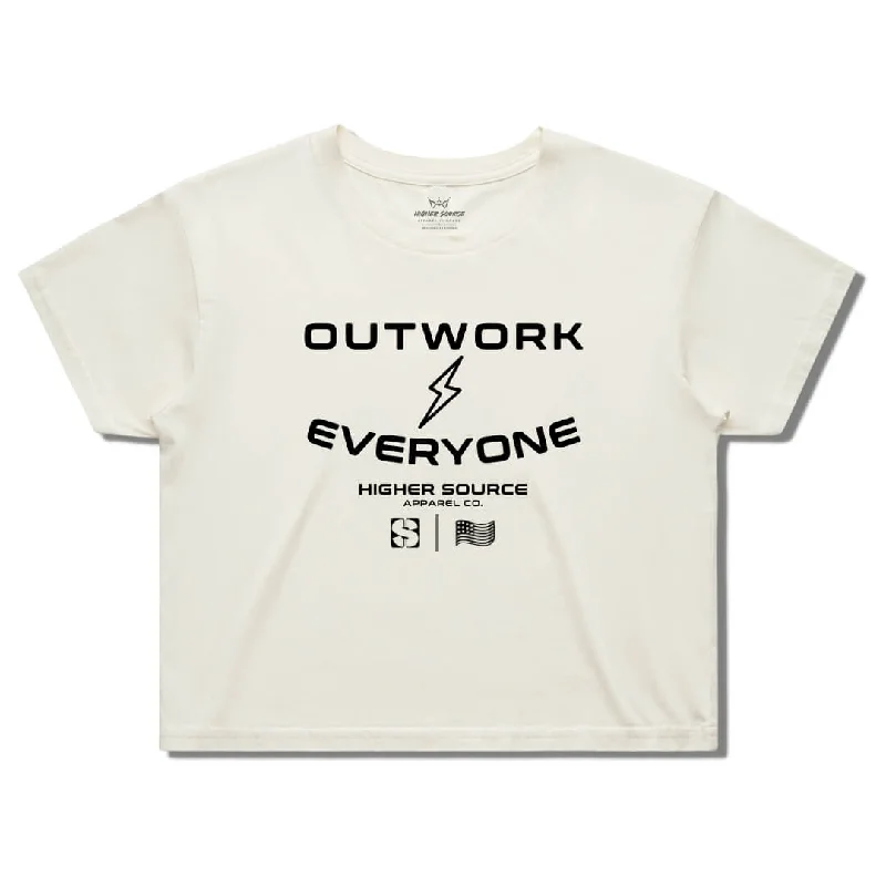 Women's Outwork Everyone Street Crop Tee - Ecru / Black