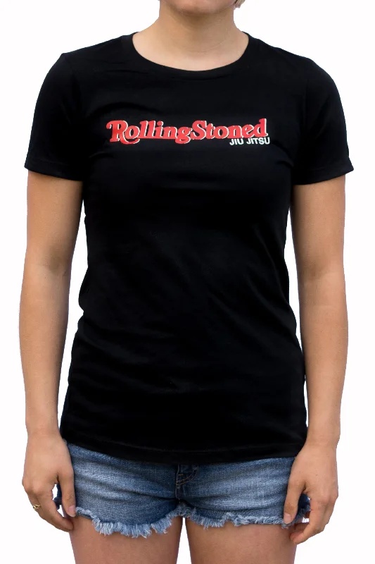 Womens - Rolling Stoned  - Jiu Jitsu- Black - T-Shirt